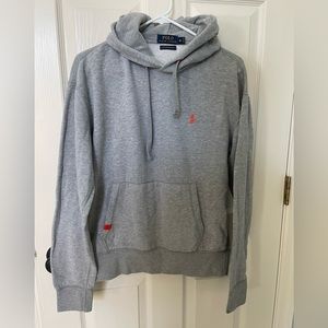Mens Polo by Ralph Lauren gray hooded performance sweatshirt. Size Medium